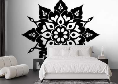 Ornamental luxury mandala silhouette black on white background vector art illustration Wall mural