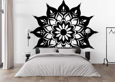 Ornamental luxury mandala silhouette black on white background vector art illustration Wall mural