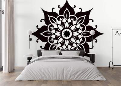 Ornamental luxury mandala silhouette black on white background vector art illustration Wall mural