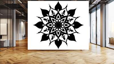 Ornamental luxury mandala silhouette black on white background vector art illustration Wall mural