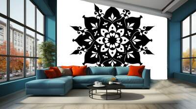 Ornamental luxury mandala silhouette black on white background vector art illustration Wall mural