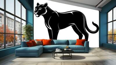 Puma animal side view silhouette black color vector art illustration Wall mural