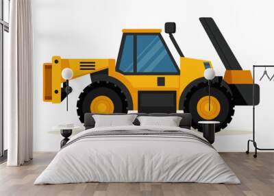 Realistic telehandler construction vehicle vector art illustration Wall mural