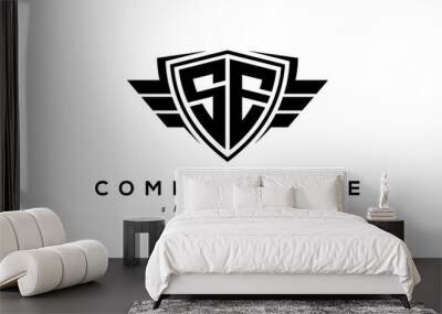 Wings shield letter SE logo vector Wall mural