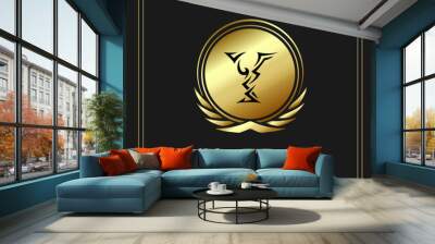 letter y, luxury, golden frame and golden color Wall mural