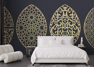 Set vector arches, eps,arch design for laser, plasma and cnc cutting. Oriental arabic patterns.Interior partition panels Wall mural