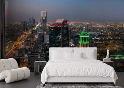 Top view of the city of Riyadh, Saudi Arabia, at night Wall mural