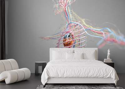 Human arterial and venous circulatory system, Medically accurate animation of Heart with Vains and arteries, blood vessels, 3d render	 Wall mural