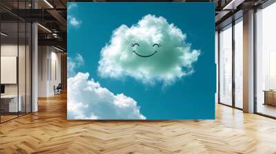 A smiling cloud in a blue sky. Wall mural