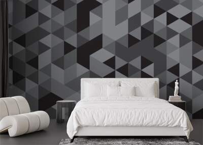 	
Abstract geometric black and gray background. seamless mosaic polygon triangle texture wallpaper. Triangle shape retro wall grid pattern geometric ornament vector square element background. Wall mural