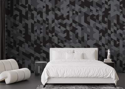 Abstract geometric black and gray cube background seamless mosaic and low polygon triangle texture wallpaper. geometric digital grayscale diamond overlap retro triangular business texture background. Wall mural