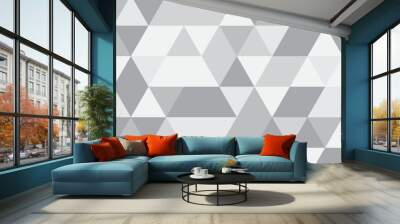 Abstract geometric White and gray background seamless mosaic and low polygon triangle texture wallpaper. Triangle shape retro wall grid pattern geometric ornament tile vector square element. Wall mural