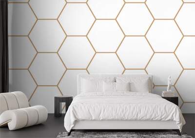 Honeycomb geometric white hexagon creative grid mess cell web design. seamless mosaic and tiles square technology science abstraction digital pattern. Wall mural