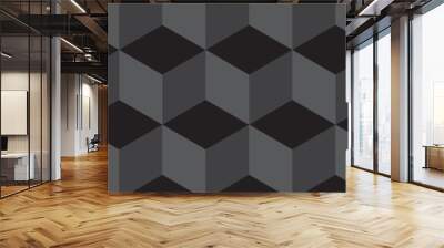 Seamless pattern block cube background. hexagon Cubes mosaic shape vector design. Minimal Abstract black and gray from cubes vector art design. Geometric tiles and mosaic creative stylish. Wall mural