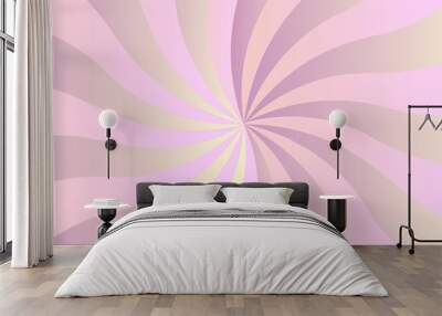 Sunburst beam light vintage shine and graphic summer explosion pattern. pink and gray gradient bright sunrise isolated glow striped texture background. Wall mural