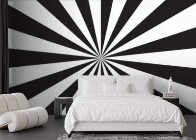 Sunburst beam light vintage shine and graphic summer explosion pattern. white and gray bright sunrise isolated glow striped texture background. Wall mural