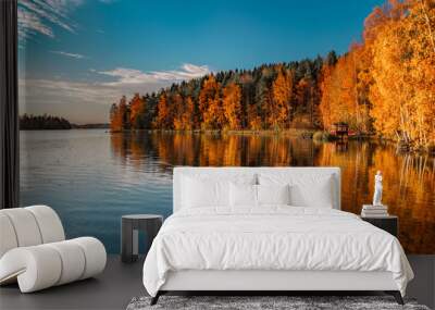 Autumn Lake View Wall mural