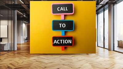 Colored wooden board with the word CALL TO ACTION Wall mural