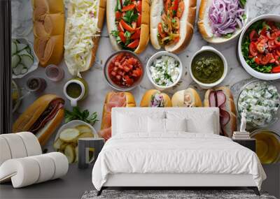 a serving of hoagie bread on the table Wall mural