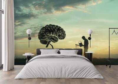 Nurturing the Mind: A Silhouette of Growth Wall mural