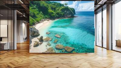 Secluded Tropical Beach with Crystal-Clear Waters Wall mural