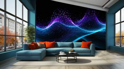 blue energy of realms shining glowing particle effect  Wall mural