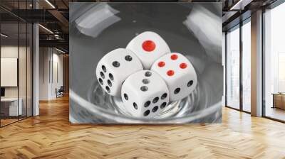 a dice in a glass Wall mural