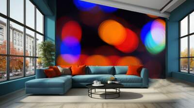 Colourful circle of bokeh from light for background Wall mural