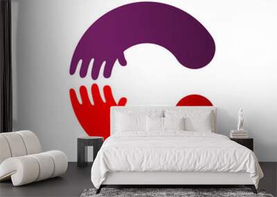 two hand vector. letter C. good for charity logo. Wall mural