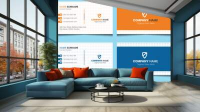 Abstract clean elegant creative corporate modern professional construction building house business real estate home name visiting card template design blue orange colors. Wall mural