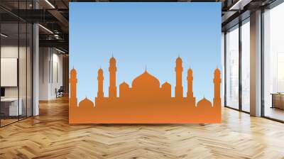 Taj Mahal mausoleum in Agra, India. Flat cartoon style historic sight showplace attraction web site vector illustration. World countries cities vacation travel sightseeing Asia collection. Wall mural