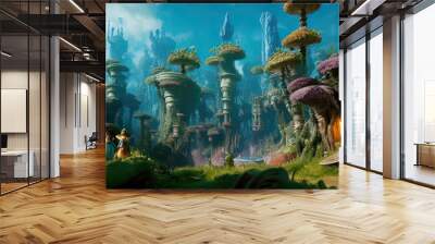 Environments in Alice in wonderland - This Illustration is made with AI Wall mural