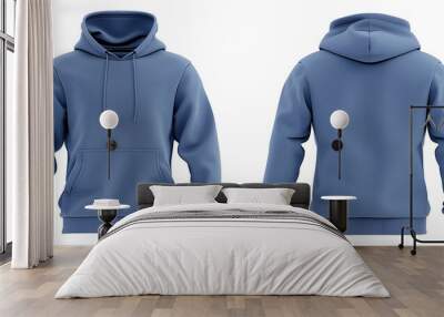 Blue hoodie mockup front and back showing different angles of hoodie can be used for multipurpose Wall mural