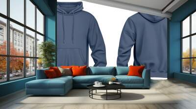 Blue hoodie mockup front and back showing different angles of hoodie can be used for multipurpose Wall mural