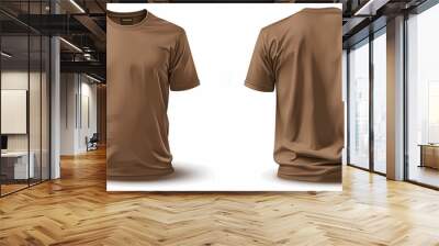 Brown t-shirt mockup front and back showing different angles of shirt can be used for multipurpose Wall mural