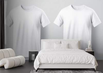 White t-shirt mockup front and back showing different angles of shirt can be used for multipurpose Wall mural