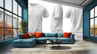 White t-shirt mockup front and back showing different angles of shirt can be used for multipurpose Wall mural