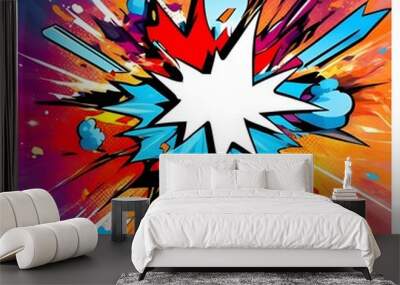 Boom bang colorful superhero symbol isolated icon ai generate Wall mural