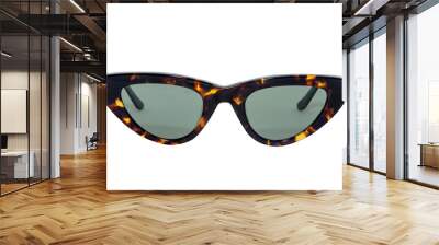 Cateye sunglasses for women tortoise frame with green shades front view Wall mural