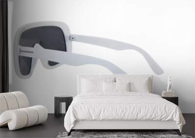 Oversize polarized sunglasses black lens white frame glasses for men and women back inner view Wall mural