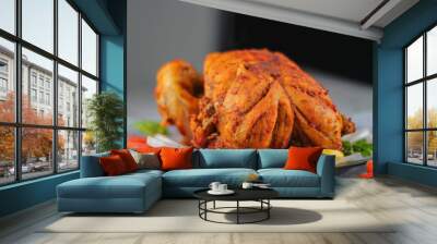 pakistani cooked chicken roast. chicken chargha Wall mural