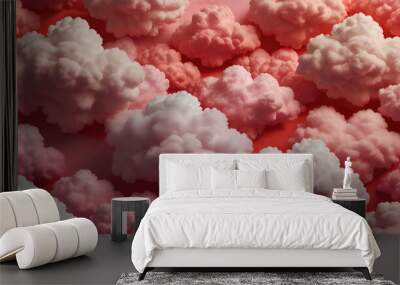 Pink sky with white cloud background.Generative.Ai Wall mural