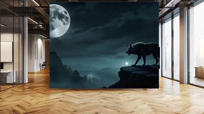 Wolf Moon.Generative.Ai Wall mural