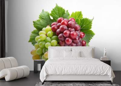 Red and green grapes on transparent background Wall mural