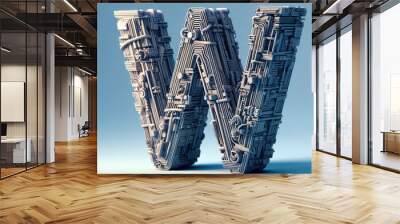 Ai generative 3d render of letter W font Wall mural