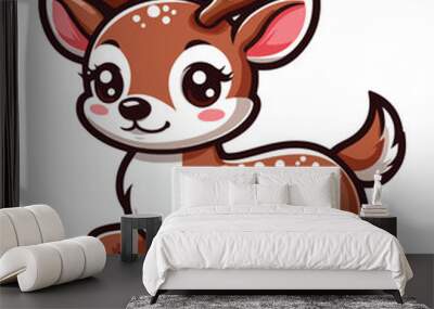 A Cute Cartoon Style Deer Art Vector Illustration Wall mural