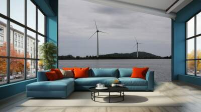 Alternative sources of electricity. Large wind farms Wall mural