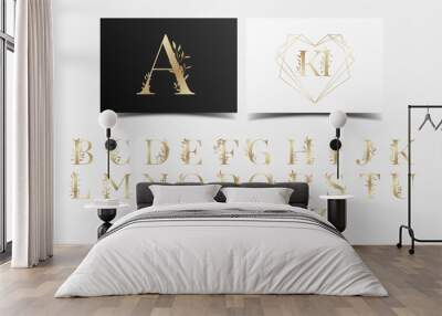 Beautiful golden alphabet collection Wall mural