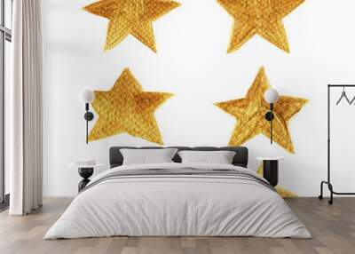 Golden star hand painted collection isolated on white background Wall mural