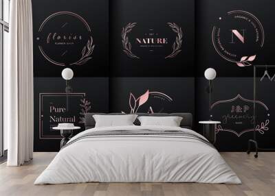 Rose gold natural logo design collection. Wall mural